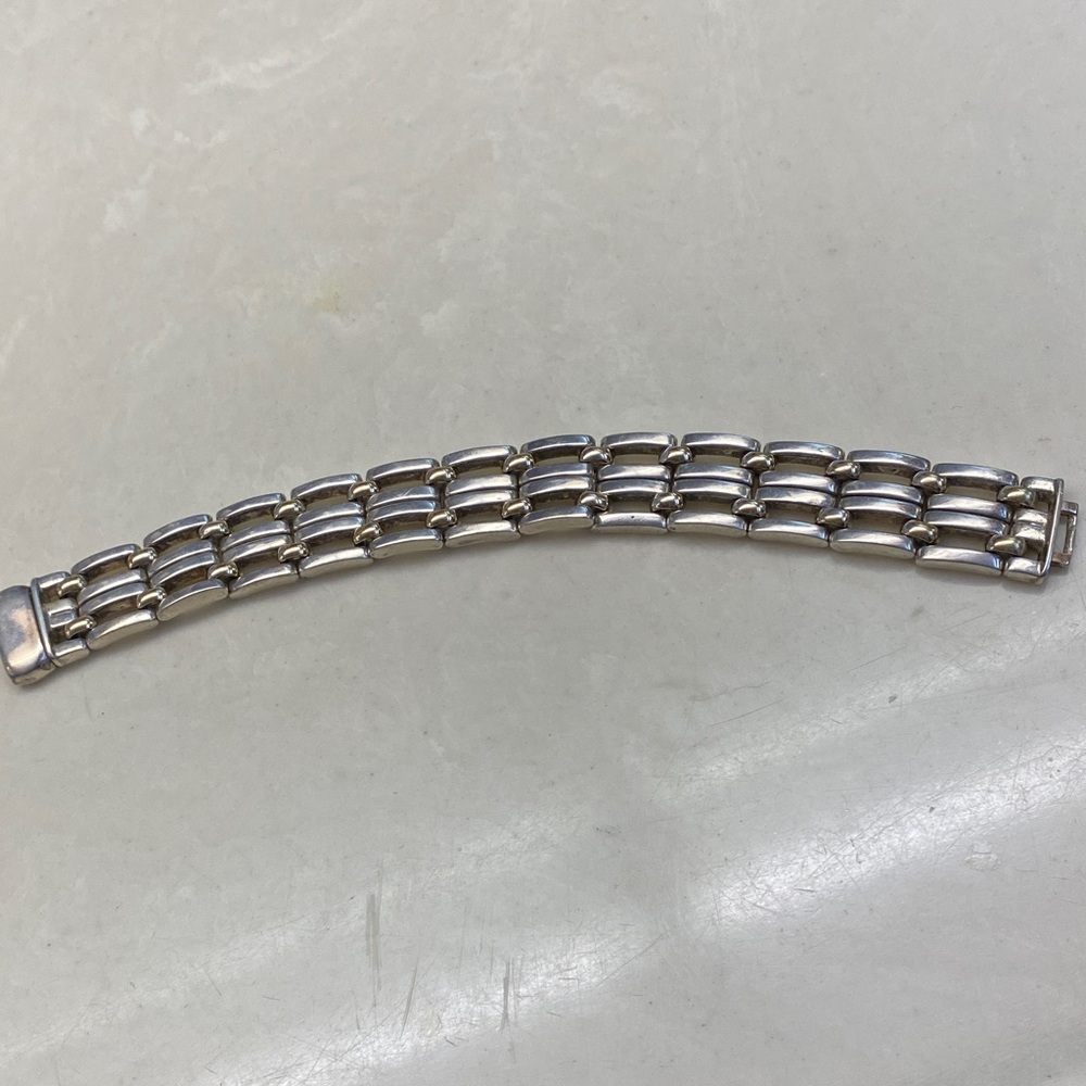 Sterling Silver Link Bracelet - Classic Multi-Row Design - 80g